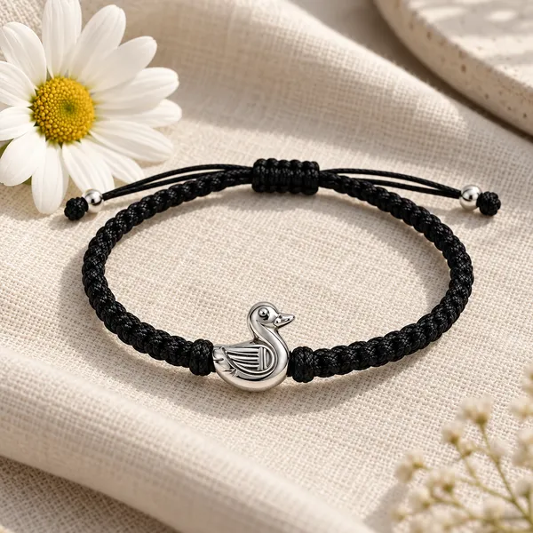 Black_Braided_Adjustable_Duck_Charm_Bracelet_For_Unisex