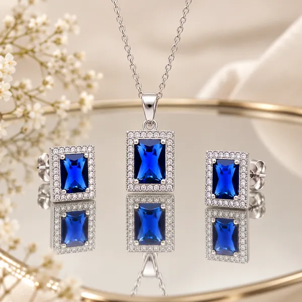 Silver_Tone_Blue_Stone_Necklace_And_Earring_Set_for_Women