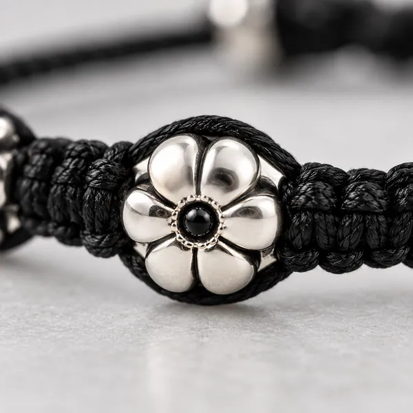 Black_Cord_Floral_Charm_Anklet_For_Men_And_Women