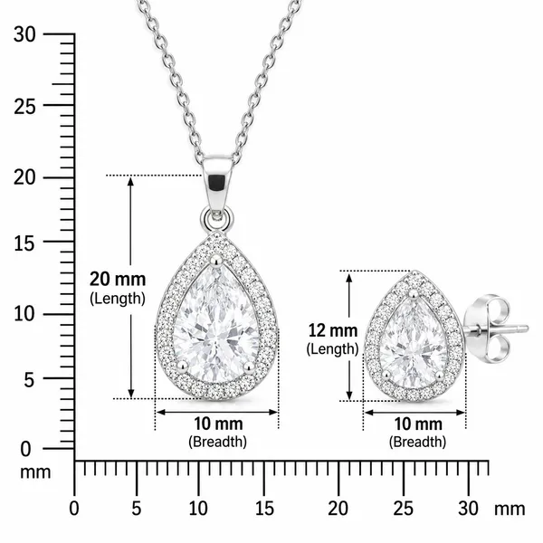 Silver_Tone_Teardrop_Pendant_Necklace_And_Earrings_Set_for_Women