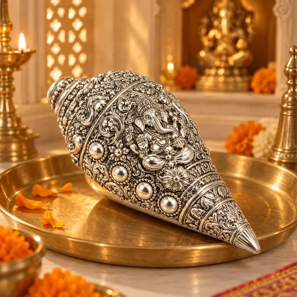 Silver-Tone_Ornate_Ganesha_Decorative_Conch_Shell