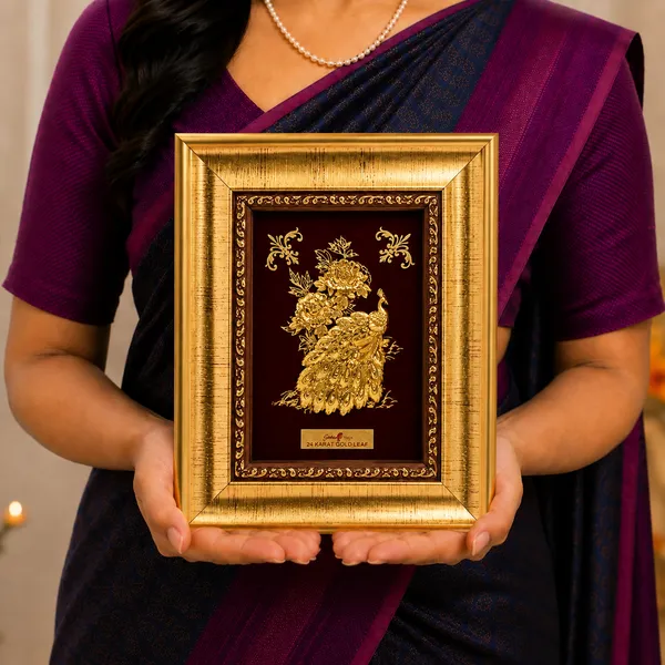 Gold_Tone_Traditional_Peacock_Design_Framed_Wall_Art