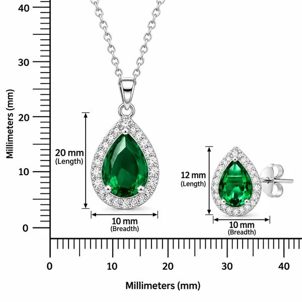 Green_Teardrop_Necklace_And_Earrings_Set_for_Women