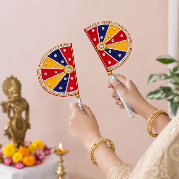 Multicolour_Embellished_Pooja_Hand_Fans_Set_Of_2