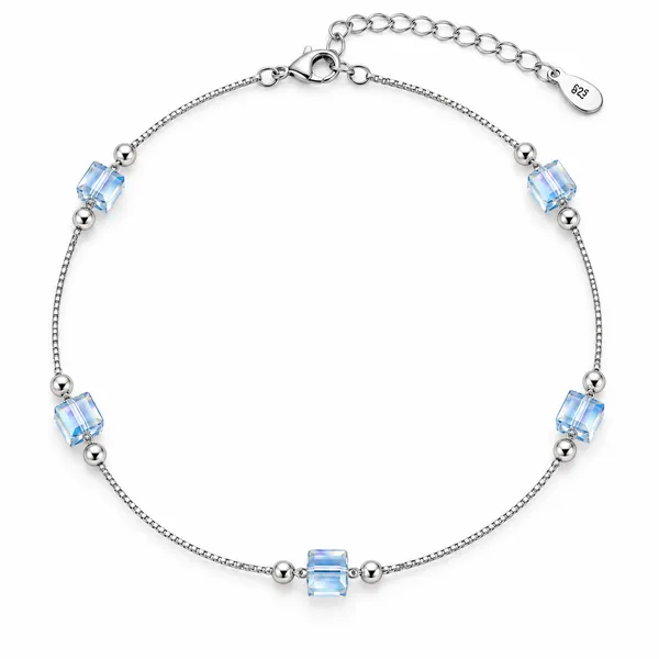 Silver_925_Blue_Cube_Beaded_Bracelet_for_All