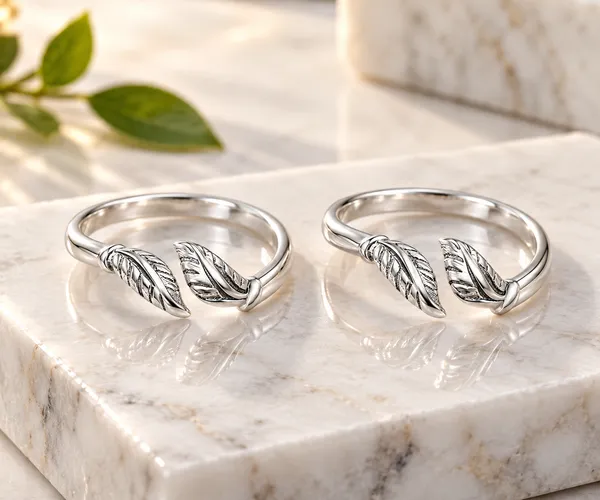 Silver_Tone_Leaf_Design_Ring_Pair_for_Women