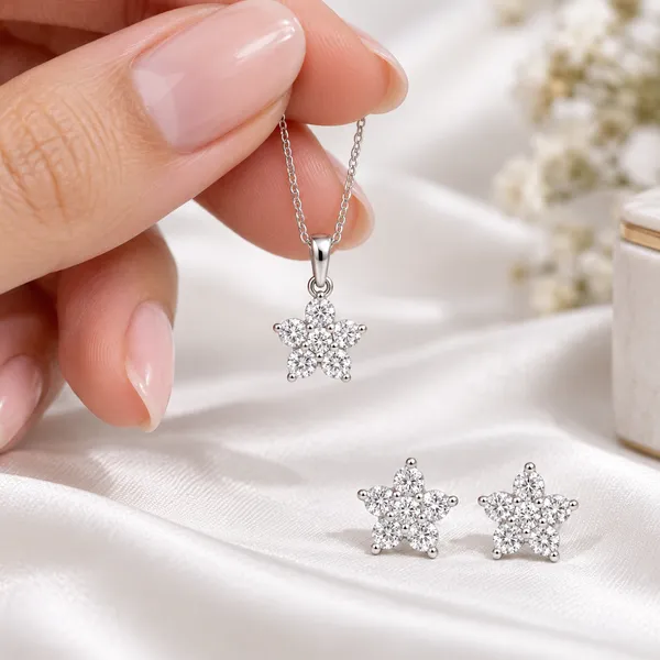 Silver_Tone_Crystal_Flower_Necklace_And_Earrings_Set_for_Women
