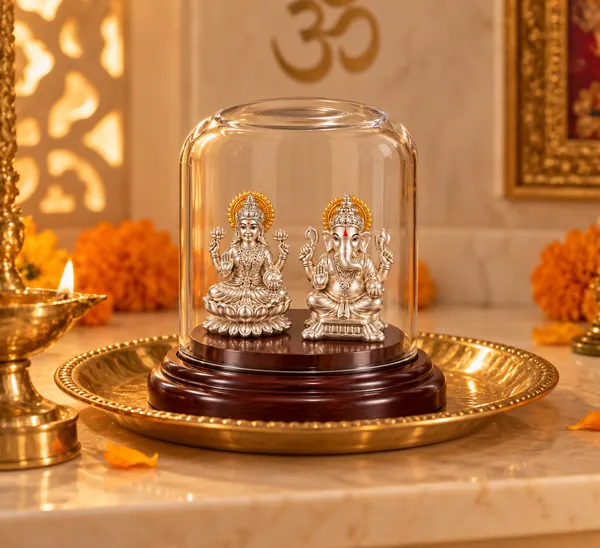 Silver_Tone_Traditional_Lakshmi_Ganesh_Idol_Set_With_Glass_Dome