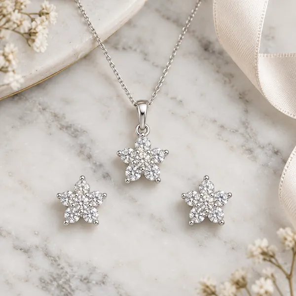 Silver_Tone_Crystal_Flower_Necklace_And_Earrings_Set_for_Women