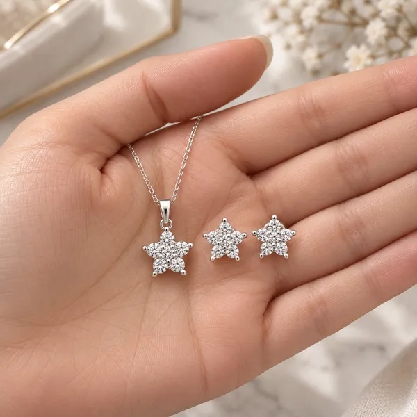Silver_Tone_Crystal_Flower_Necklace_And_Earrings_Set_for_Women