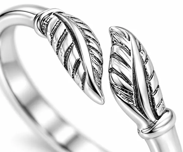 Silver_Tone_Leaf_Design_Ring_Pair_for_Women