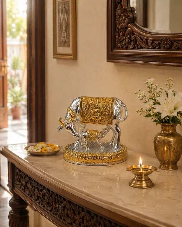 Gold_And_Silver_Elephant_Decorative_Showpiece