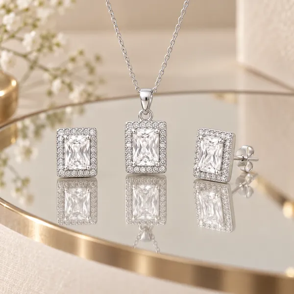 Silver-Tone_Geometric_Necklace_And_Earrings_Set_for_Women