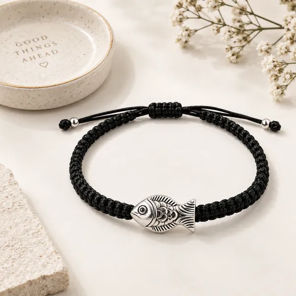 Black_Braided_Fish_Charm_Bracelet_for_Unisex