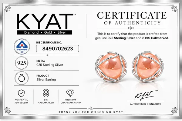 Peach_Stone_Silver_Stud_Earrings_for_Women