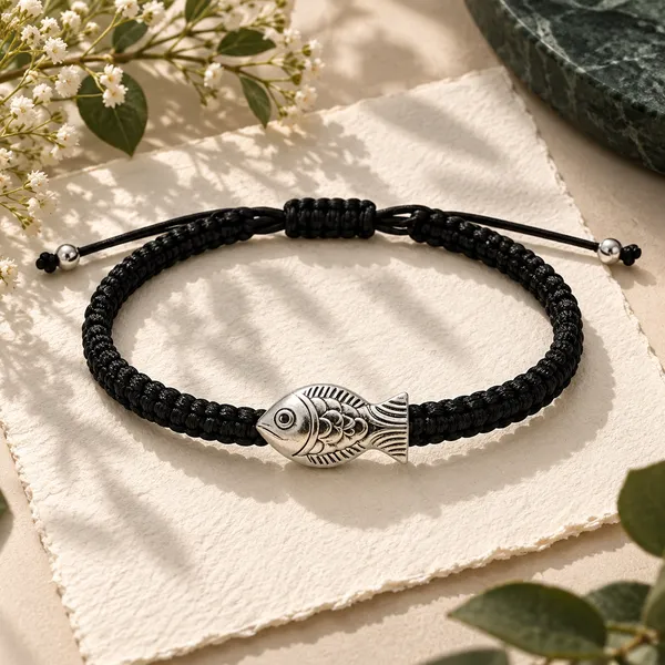 Black_Braided_Fish_Charm_Bracelet_for_Unisex
