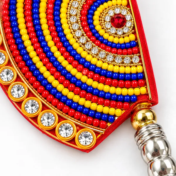 Multicolour_Beaded_Pooja_Hand_Fan_With_Metal_Handle