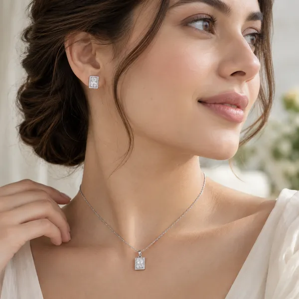 Silver-Tone_Geometric_Necklace_And_Earrings_Set_for_Women