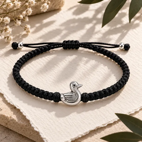 Black_Braided_Adjustable_Duck_Charm_Bracelet_For_Unisex