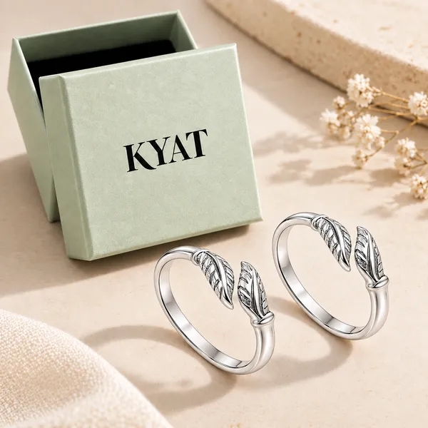 Silver_Tone_Leaf_Design_Ring_Pair_for_Women