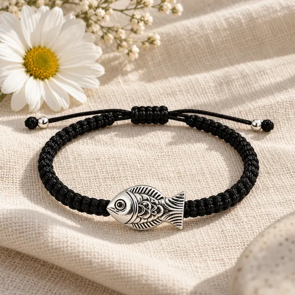 Black_Braided_Fish_Charm_Bracelet_for_Unisex