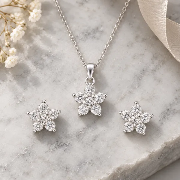 Silver_Tone_Crystal_Flower_Necklace_And_Earrings_Set_for_Women