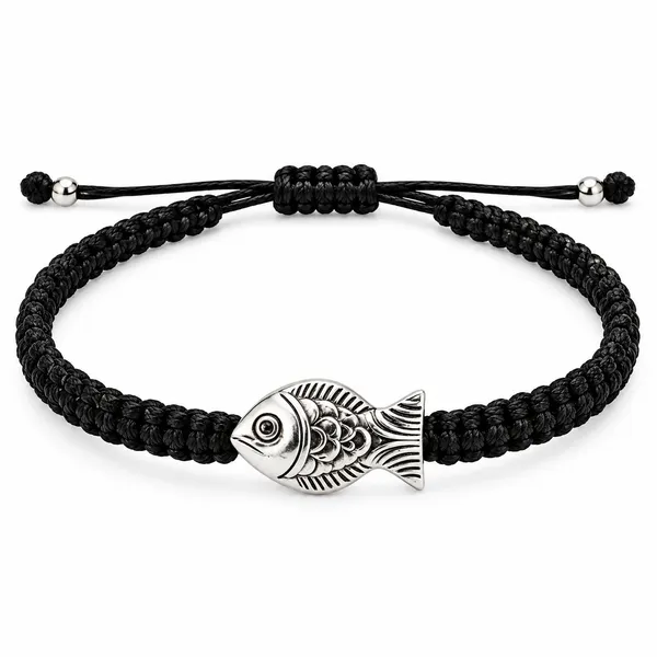 Black_Braided_Fish_Charm_Bracelet_for_Unisex