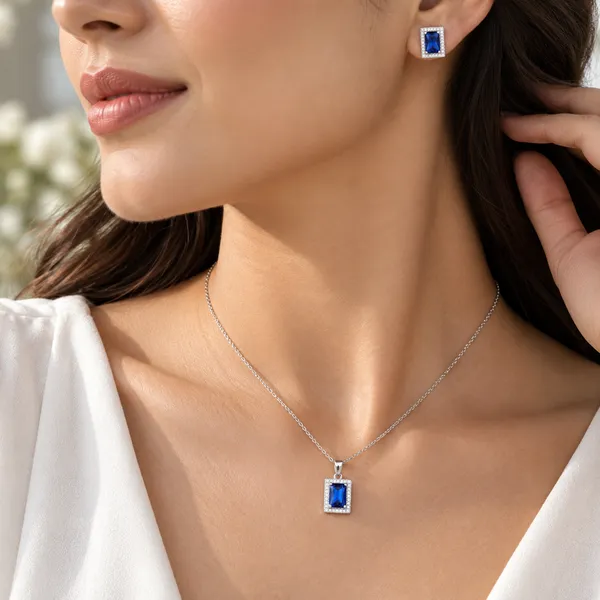 Silver_Tone_Blue_Stone_Necklace_And_Earring_Set_for_Women