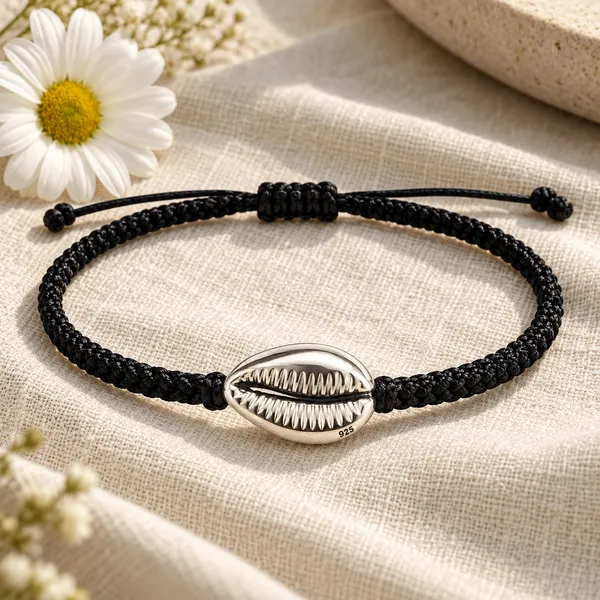 Black_Braided_Shell_Charm_Anklet_For_Women