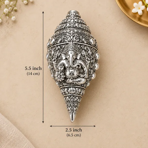 Silver-Tone_Ornate_Ganesha_Decorative_Conch_Shell