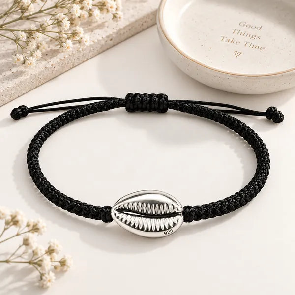 Black_Braided_Shell_Charm_Anklet_For_Women