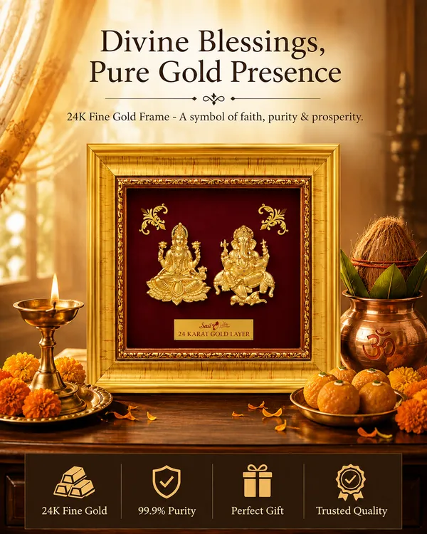 Gold_Layer_Traditional_Lakshmi_Ganesha_Framed_Idol_Set