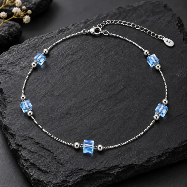 Silver_925_Blue_Cube_Beaded_Bracelet_for_All