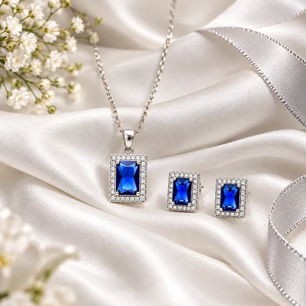 Silver_Tone_Blue_Stone_Necklace_And_Earring_Set_for_Women