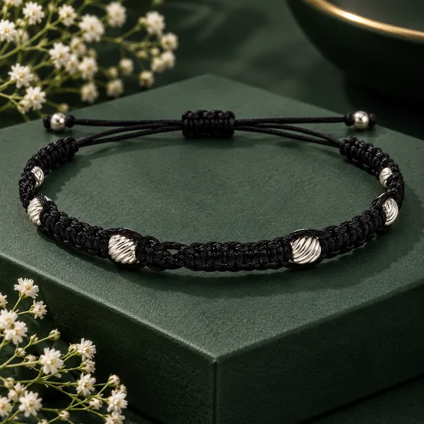 Black_Braided_Cord_Beaded_Bracelet_For_Unisex