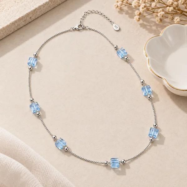 Silver_925_Blue_Cube_Beaded_Bracelet_for_All