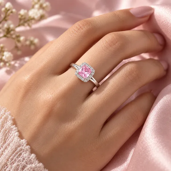 Pink_Silver_Tone_Halo_Ring_for_Women