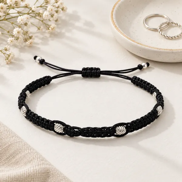 Black_Braided_Cord_Beaded_Bracelet_For_Unisex