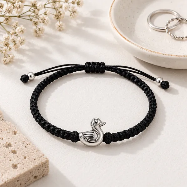 Black_Braided_Adjustable_Duck_Charm_Bracelet_For_Unisex