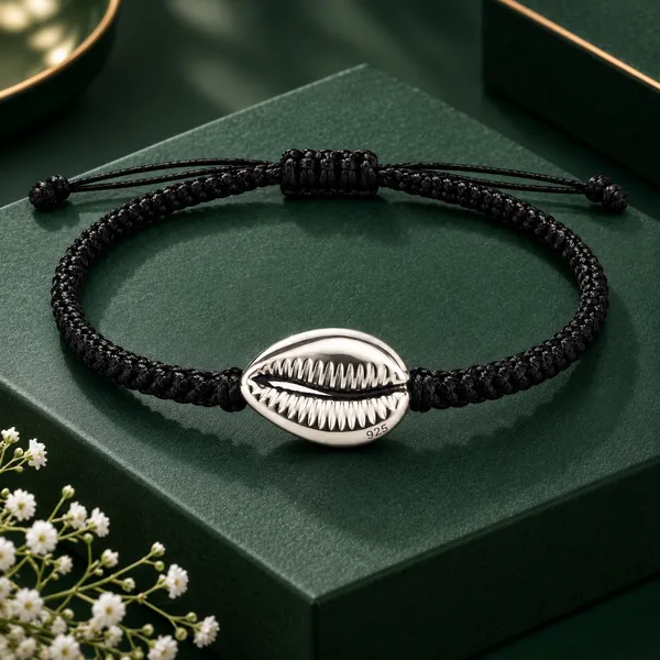 Black_Braided_Shell_Charm_Anklet_For_Women