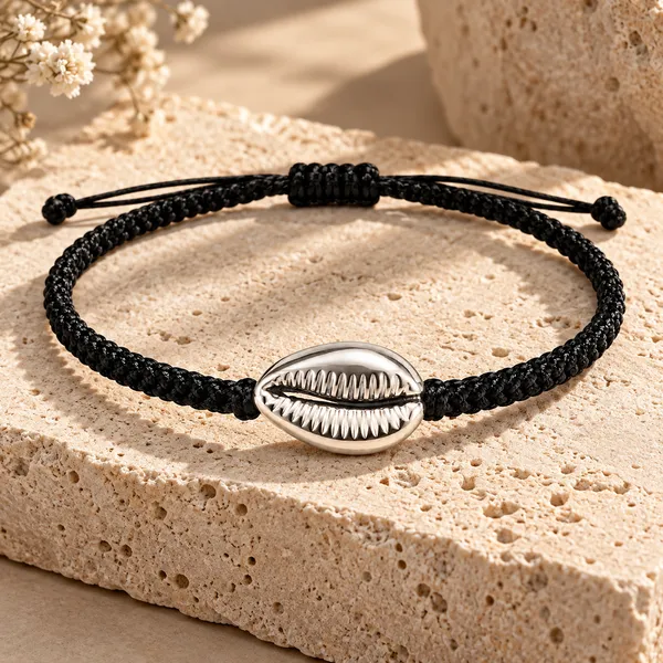 Black_Braided_Shell_Charm_Anklet_For_Women