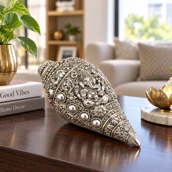 Silver-Tone_Ornate_Ganesha_Decorative_Conch_Shell