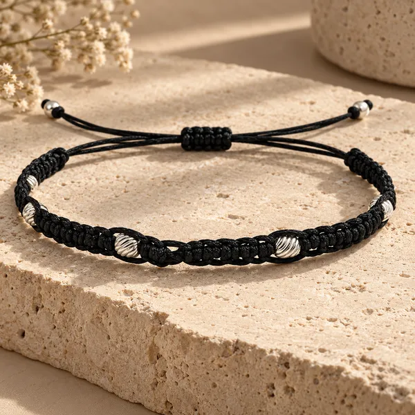 Black_Braided_Cord_Beaded_Bracelet_For_Unisex
