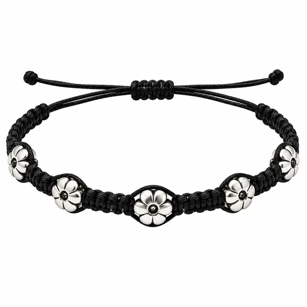 Black_Cord_Floral_Charm_Anklet_For_Men_And_Women