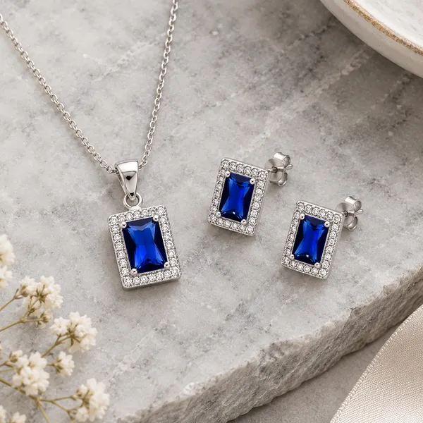 Silver_Tone_Blue_Stone_Necklace_And_Earring_Set_for_Women