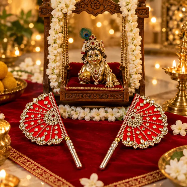 Red_Embellished_Pooja_Chawar_Hand_Fan_Set