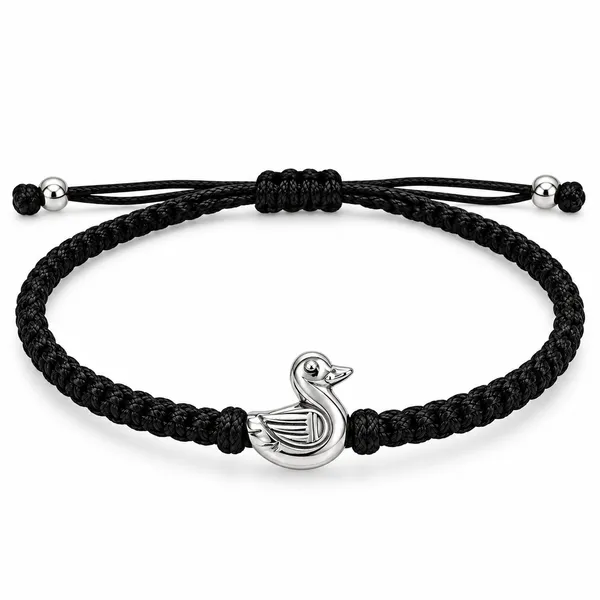 Black_Braided_Adjustable_Duck_Charm_Bracelet_For_Unisex