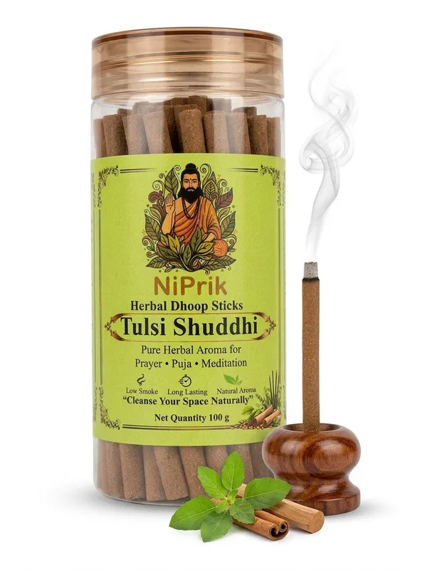 Niprik_Tulsi_Shuddhi_Herbal_Dhoop_Sticks_100G_For_Puja_-_Pack_Of_3