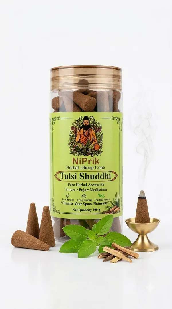 Niprik_Tulsi_Shuddhi_Herbal_Dhoop_Cones_For_Puja_-_Pack_Of_3