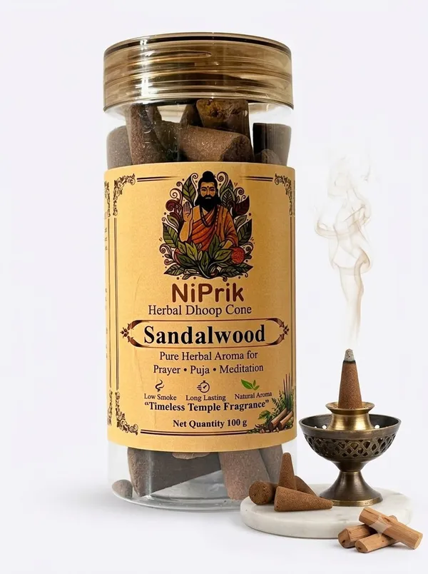 Niprik_Sandalwood_Herbal_Dhoop_Cones_100G_For_Puja_-_Pack_Of_3